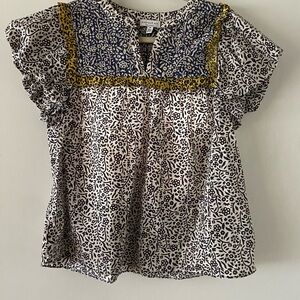 SPRINGTIME 🌼 Anthropologie - Current Air navy & white Floral Blouse- size medium